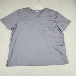 Scrubstar Scrub Top Men's XL Gray Stretch Premium Medical Short Sleeve V-Neck